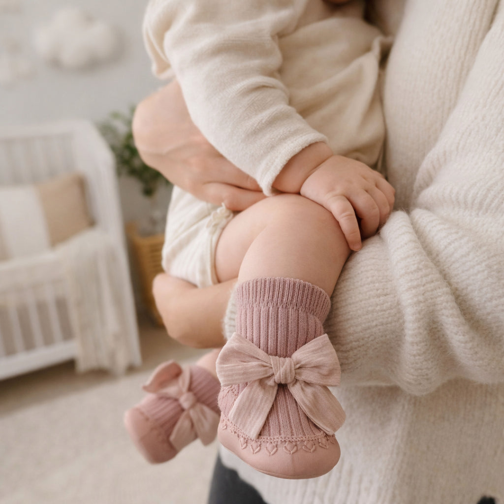 New Baby Gift Box – New Mom Gift Box - Baby Girl Gift Box with cute baby legs in cozy socks.